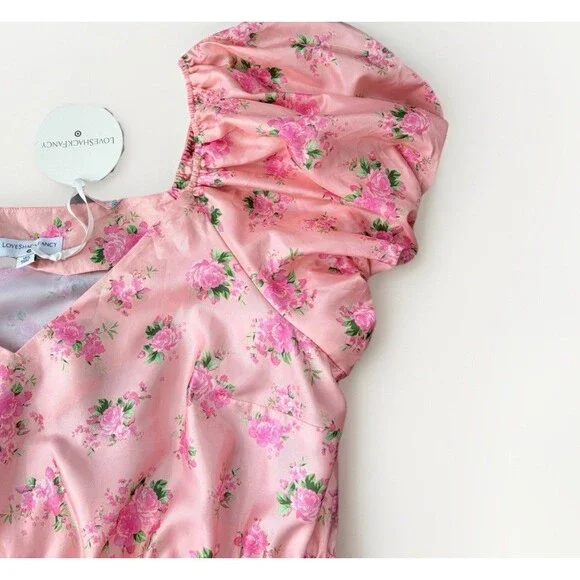 LoveShackFancy Target Cecile Puff Sleeve Dress Pink Melon Floral Size 18W New - Picture 3 of 7
